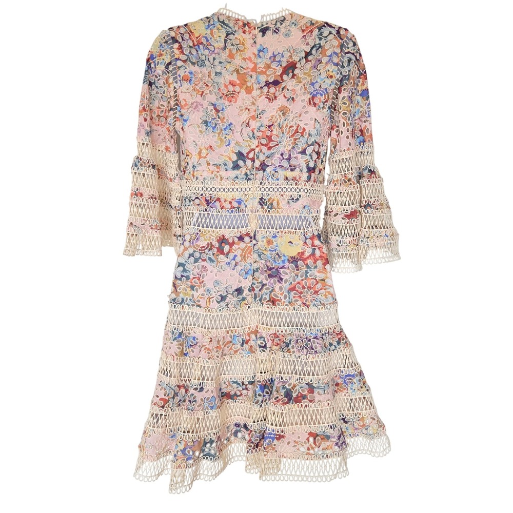 Few Moda Lovelorn Floral Eyelet Lace Flutter Mini Dress S Boho Romantic Cottage - Picture 6 of 12